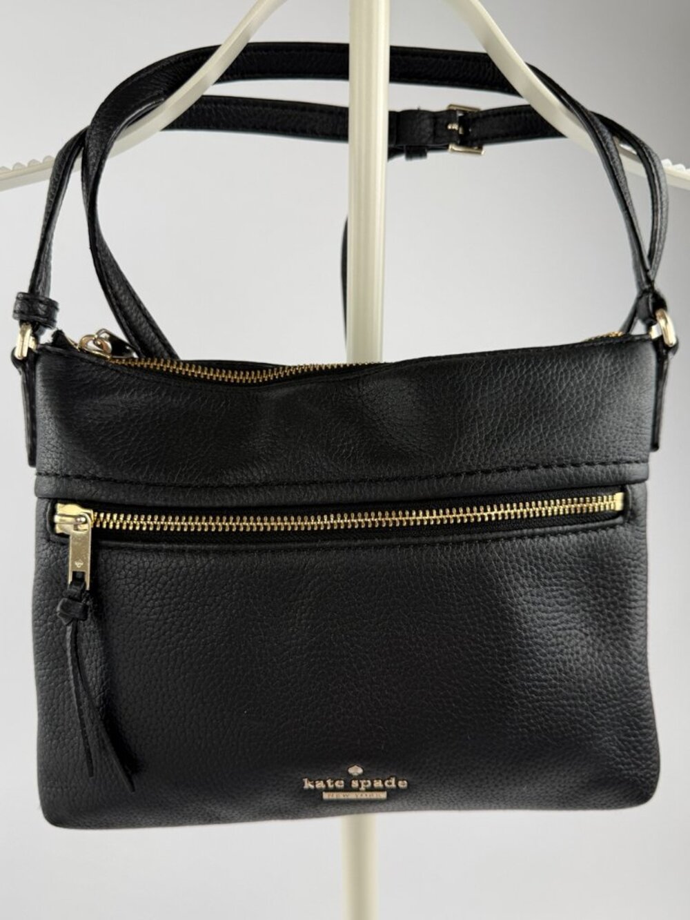 Kate Spade New York Black Pebbled Leather Crossbody Shoulder Bag